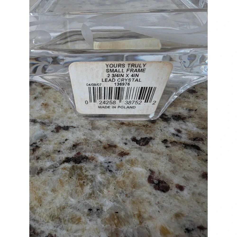 Waterford Marquis Yours Truly Small Frame Lead Crystal Poland 2.75